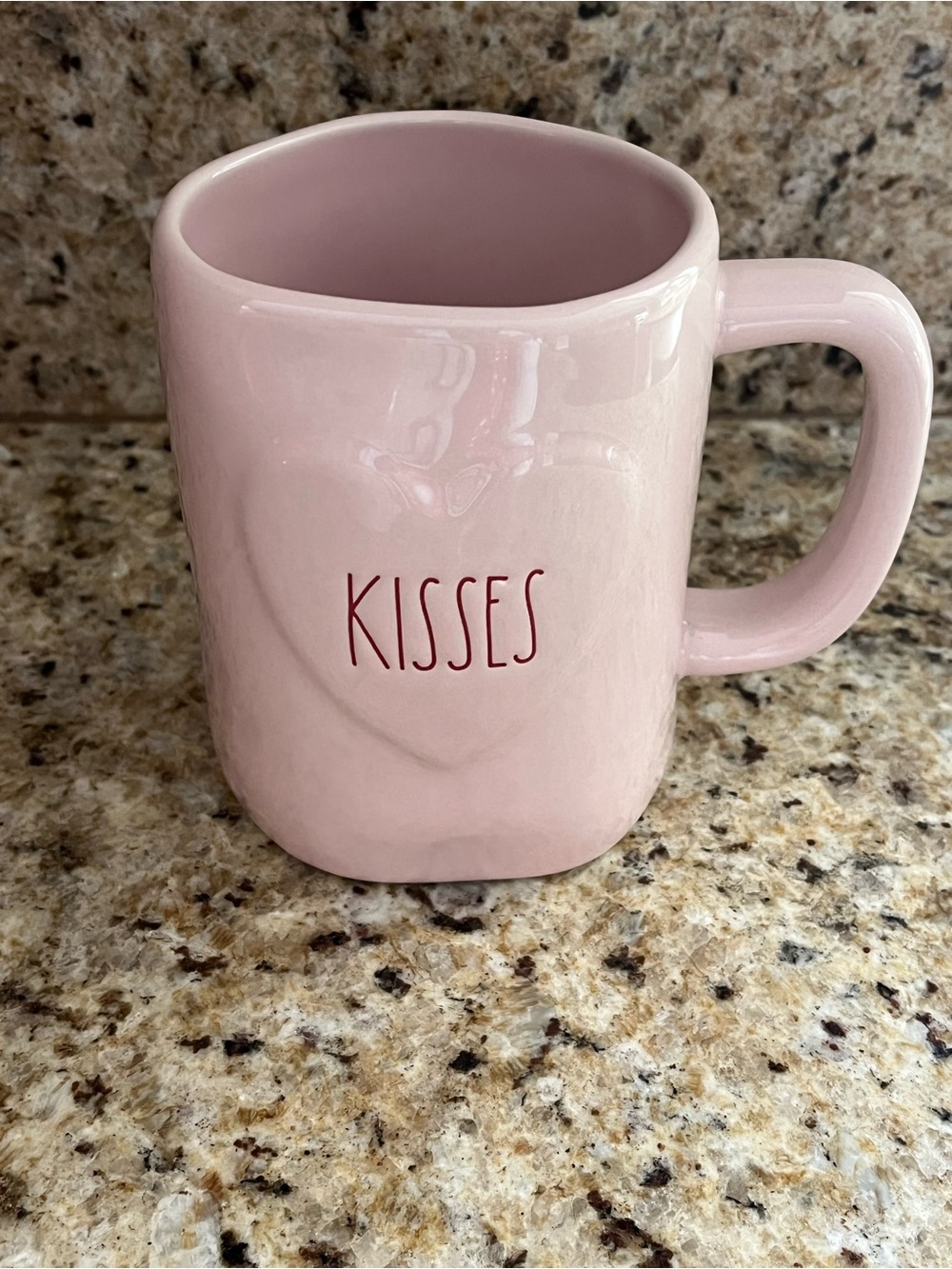 Rae Dunn Pink KISSES Ceramic Mug Valentines
